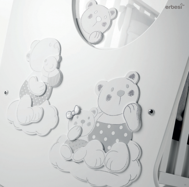 Кроватка Erbesi Nuvola (Нувола) белый с серым (bianco grigio) Кроватка Erbesi Nuvola (Нувола) белый с серым (bianco grigio)