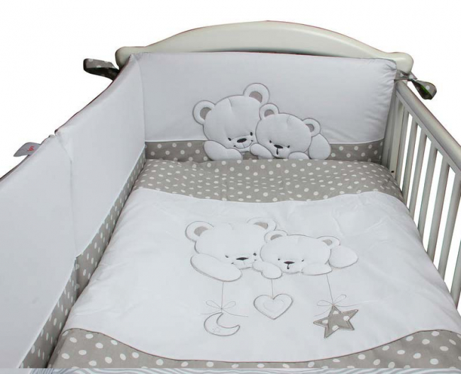 Комплект постельного белья Lepre Sweet bears , серый горошек, расширенная комплектация Комплект постельного белья Lepre Sweet bears , серый горошек, расширенная комплектация