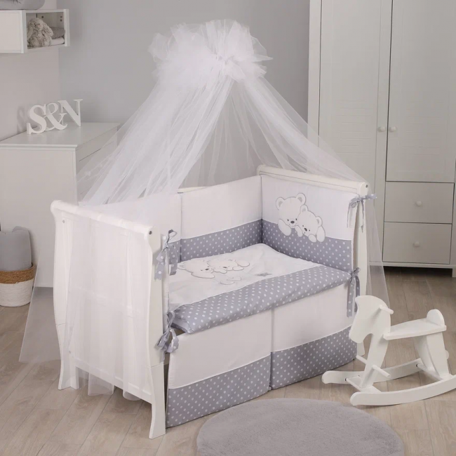 Комплект постельного белья Lepre Sweet bears , серый горошек, расширенная комплектация Комплект постельного белья Lepre Sweet bears , серый горошек, расширенная комплектация