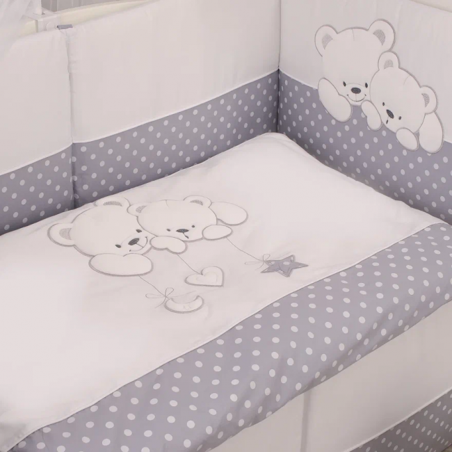 Комплект постельного белья Lepre Sweet bears , серый горошек, расширенная комплектация Комплект постельного белья Lepre Sweet bears , серый горошек, расширенная комплектация