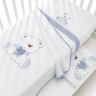 Комплект постельного белья Erbesi Tato Ovale (Тато) белый, голубой  (White/Azzurro) для овальной кроватки  
