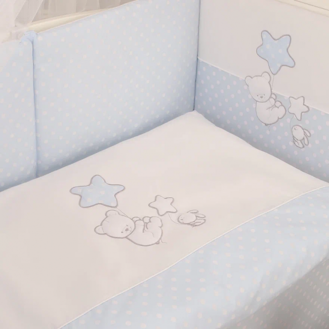 Комплект постельного белья Lepre Baloons, 7 предметов, цвет голубой горох Комплект постельного белья Lepre Baloons, 7 предметов, цвет голубой горох