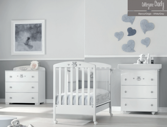 Пеленальный комод Erbesi Charly (Чарли) белый серый (White/Grey) Пеленальный комод Erbesi Charly (Чарли) белый серый (White/Grey)