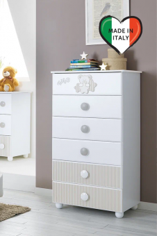 Тумба Pali 6 ящиков Teddy B  цвет Bianco/Tortora (белый/серо-песочный) Тумба Pali 6 ящиков Teddy B  цвет Bianco/Tortora (белый/серо-песочный)