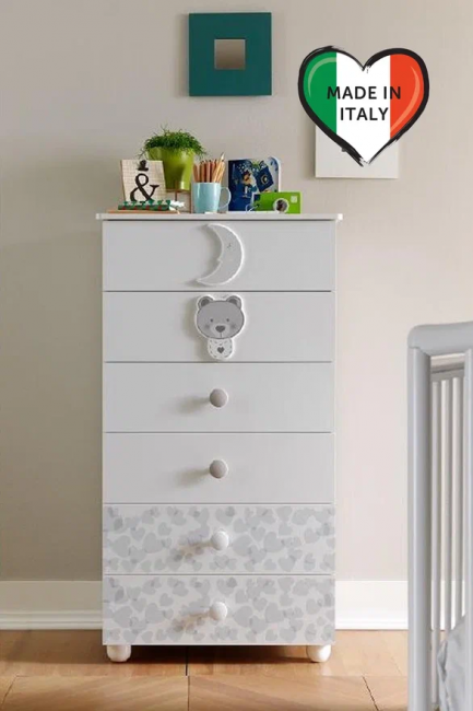 Тумба Pali Settimino Moon (Мун) высокая 6 ящиков белый (white) Тумба Pali Settimino Moon (Мун) высокая 6 ящиков белый (white)