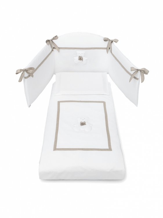 Комплект постельного белья Erbesi Bubu (Бубу) белый с бежевой полоской
