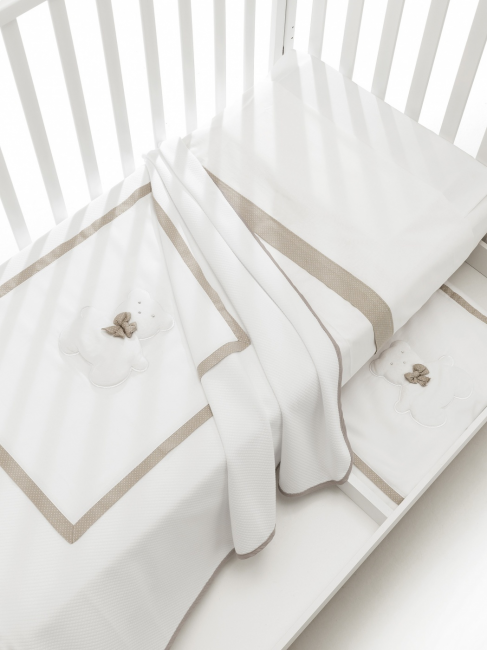 Комплект постельного белья Erbesi Bubu (Бубу) белый с бежевой полоской Комплект постельного белья Erbesi Bubu (Бубу) белый с бежевой полоской