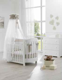 Кроватка Erbesi Ariel Ovale (Ариэль) белый (white)  матрас в комплекте