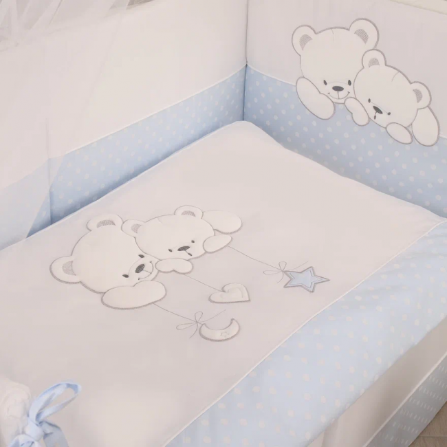 Комплект постельного белья Lepre Sweet bears , голубой в горошек, расширенная комплектация Комплект постельного белья Lepre Sweet bears , голубой в горошек, расширенная комплектация