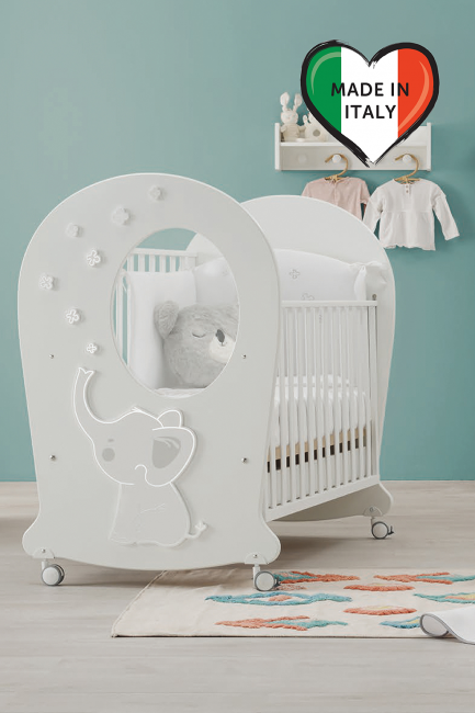 Кроватка Erbesi Elly Oblo  (Элли с окном) белый (White)     Кроватка Erbesi Elly Oblo  (Элли с окном) белый (White)