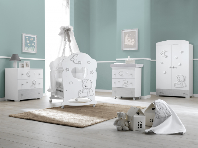 Кроватка Erbesi Stella oblo (Стелла обло) белый с серым (white/grey) Кроватка Erbesi Stella oblo (Стелла обло) белый с серым (white/grey)