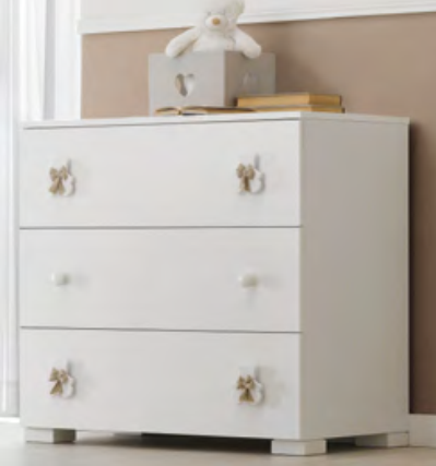 Тумба пеленальная 3 ящика Erbesi Dudu (Dudu) белый (white/bianco)  