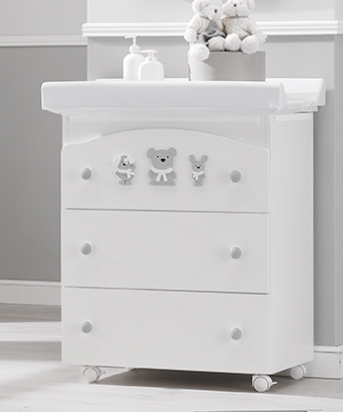 Пеленальный комод Erbesi Pongo (Понго) белый серый (bianco grigio) Пеленальный комод Erbesi Pongo (Понго) белый серый (bianco grigio)