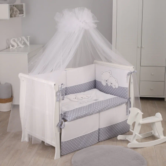 Комплект постельного белья Lepre Sweet bears , серый горошек, расширенная комплектация Комплект постельного белья Lepre Sweet bears , серый горошек, расширенная комплектация