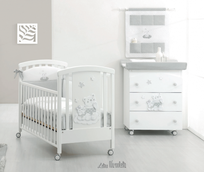 Кроватка Erbesi Nuvoletta (Нуволетта) белый с песочным (bianco tortora) Кроватка Erbesi Nuvoletta (Нуволетта) белый с песочным (bianco tortora)