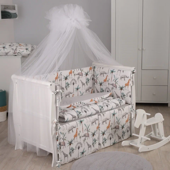 Комплект постельного белья Lepre Safari,7 предметов цвет белый/мятный Комплект постельного белья Lepre Safari,7 предметов цвет белый/мятный