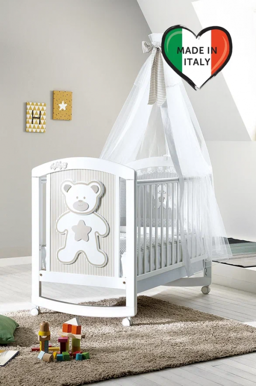 Кроватка Pali Teddy B  цвет Bianco/Tortora (белый/серо-песочный)