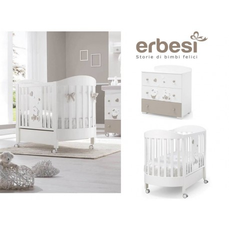 Кроватка Erbesi Ovale Mirtillo (Миртилло овал)  белый (white)  матрас в комплекте