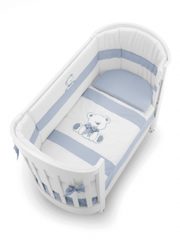Комплект постельного белья Erbesi Tato Ovale (Тато) белый, голубой  (White/Azzurro) для овальной кроватки   Комплект постельного белья Erbesi Tato Ovale (Тато) белый, голубой  (White/Azzurro) для овальной кроватки
