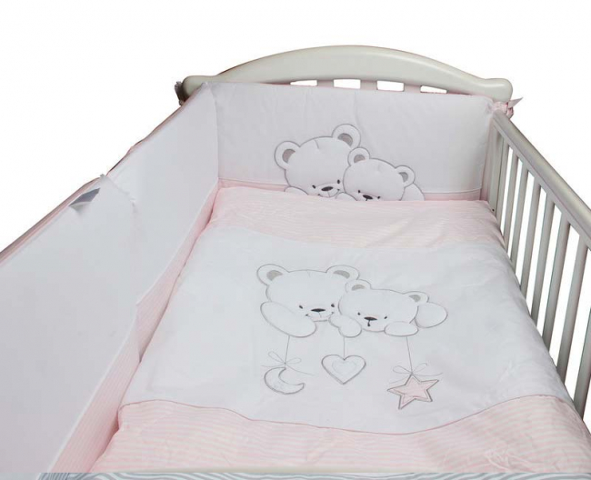 Сменный комплект постельного белья Lepre Sweet bears , розовый  полоска