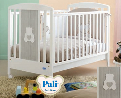 Кроватка Pali Gaia (Гаиа) белый глянцевый, вставка серый дуб  (white grey oak) Кроватка Pali Gaia (Гаиа) белый глянцевый, вставка серый дуб  (white grey oak)