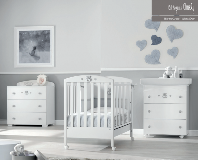 Кроватка Erbesi Charly (Чарли) белый серый (White/Grey) Кроватка Erbesi Charly (Чарли) белый серый (White/Grey)